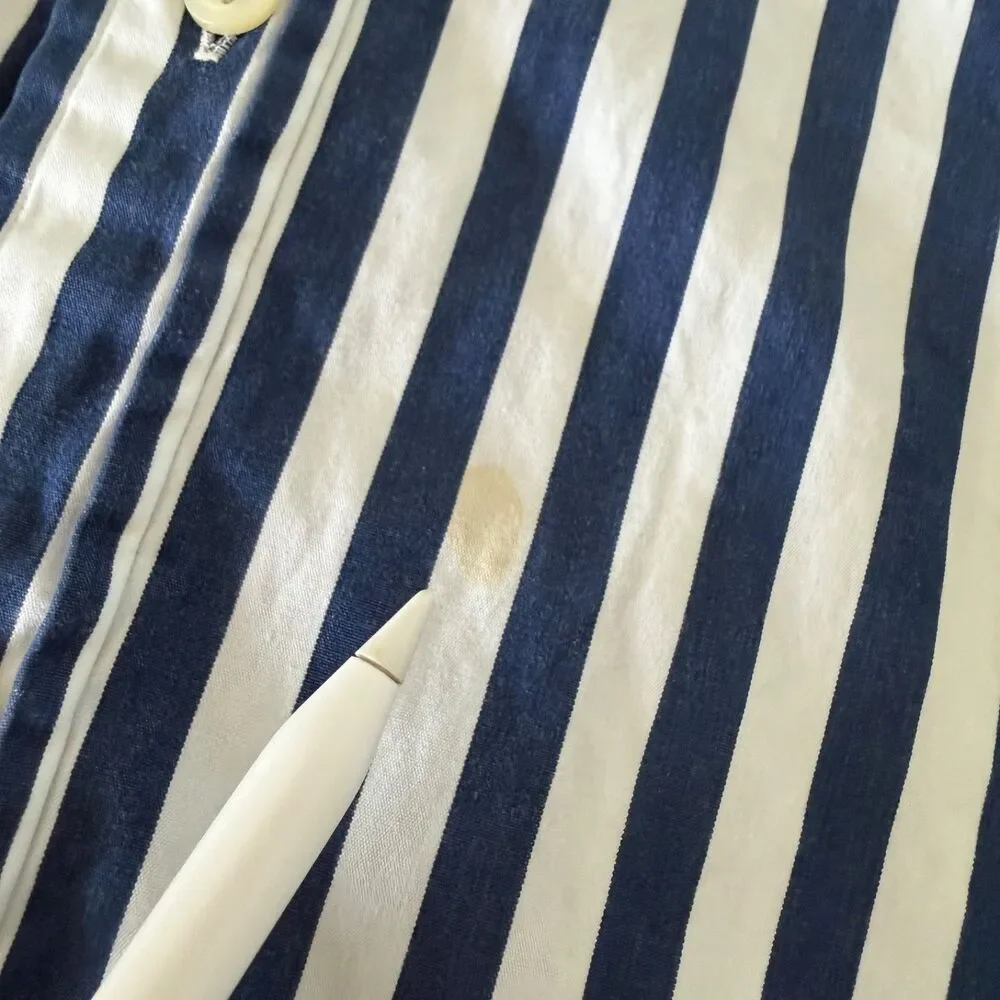 Polo Ralph Lauren Rhodes Custom Fit Nautical Stripe Shirt Men Navy White M 15.5
